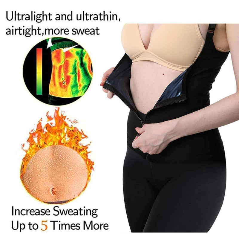 woobles Women Waist Trainer Vest, Zipper Fitness Body Shaper Shirt Sauna Sweat Breathable Fat Burning Shapewear - Image 3